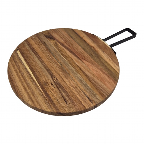 Snijplank acacia rond; metalen handvat (2831)