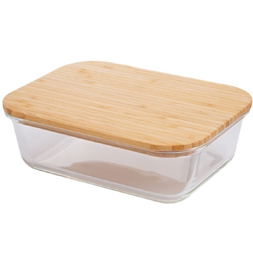 Lunchbox borosilicaatglas met bamboe deksel
