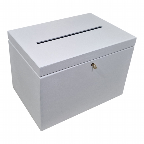 Enveloppenkist wit met slotje; laag model - C-KEUS