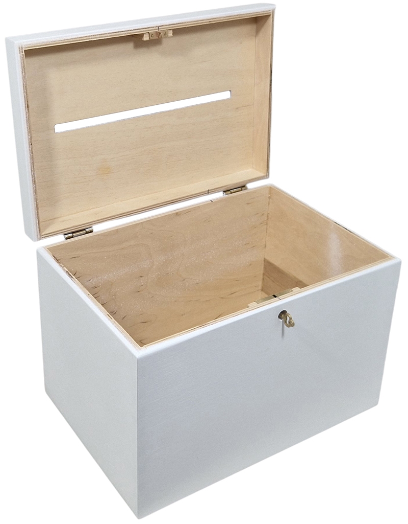 Enveloppenkist wit met slotje; laag model - C-KEUS