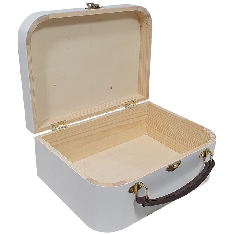 Kist / Koffertje leren handvat wit (9985white) (gv)