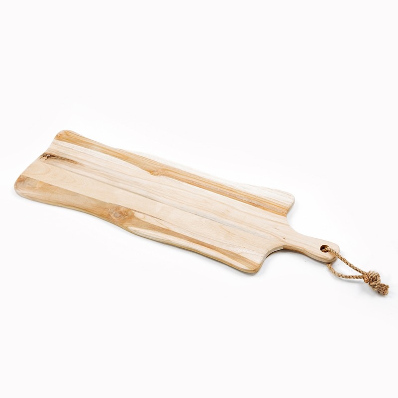 Serveerplank teak met handvat en touw; L 69 CM (gv)