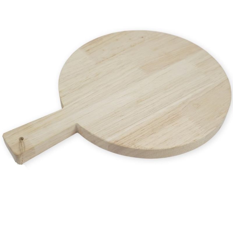 Snijplank rubberhout rond met handvat; L 34 CM (3721)