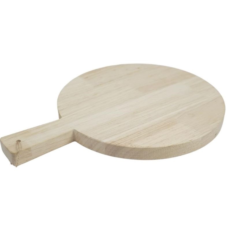 Snijplank rubberhout rond met handvat; L 34 CM (3721)